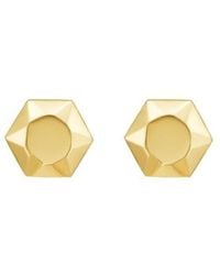 Tresorra - 14K Flat Back Hexagon Stud Earrings - Lyst