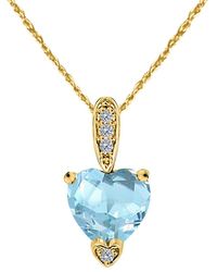 Maulijewels - 1.25 Carat Heart Shape Aquamarine Gemstone And Diamond Pendant - Lyst