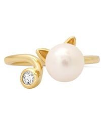 Kylie Harper - 14K Over Kitty Cat Genuine Pearl & Cz Ring - Lyst