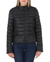 Save The Duck - London Leather Biker Puffer Jacket - Lyst