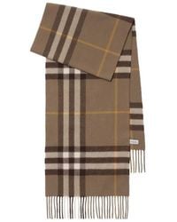 Burberry - Check Fringed Cashmere Scarf - Lyst