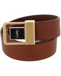Saint Laurent - La 66 Leather Buckle Belt - Lyst