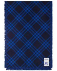 Burberry - Ink Wide Check Wool Silk Scarf - Lyst