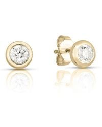 Roberto Coin - Bezel Set Diamond Stud Earrings - Lyst