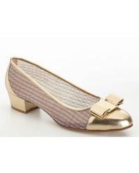 Ferragamo - Vara Metallic Bow Cap-Toe Pumps - Lyst