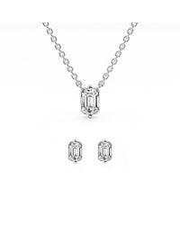 Brilliant Diamond - 1/2 Ctw Emerald Solitaire Lab Grown Diamond Pendant Earring Set - Lyst