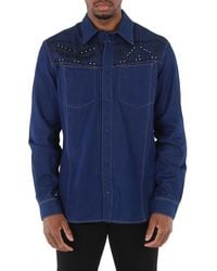 Roberto Cavalli - Dark Bandana Embroidered Denim Shirt, Brand Size 48 (Us - Lyst