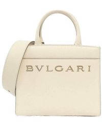BVLGARI - Leather Logo Tote Bag - Lyst