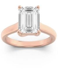 Mure And Co - 2Ctw Emerald Shaped Lab Grown Diamond (F/Vs) Plain Cathedral Trellis Shank Solitaire Engagement Ring - Lyst