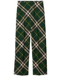 Burberry - Tailored Check Pattern Wool Trousers, Brand Size 46 Us - Lyst