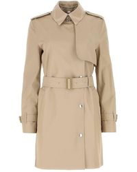 Burberry - Check Panel Belted Waist Cotton Trench Coat, Brand Size 2 (Us - Lyst