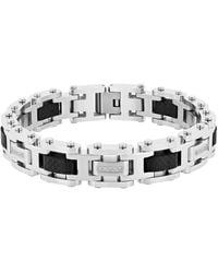 Robert Alton - 1/5Ctw Diamond Stainless Steel With Forged Carbon Fiber Link Bracelet - Lyst