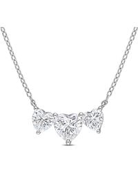 Amour - 2 Ct Dew Created Moissanite Triple-Heart Necklace - Lyst