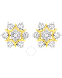 Haus of Brilliance - 10k Gold Plated .925 Sterling Silver 1/4 Cttw Miracle Set Round-cut Diamond Floral Earring - Lyst
