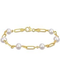 Amour - 7-7.5Mm Cultured Freshwater Pearl Station Link Bracelet - Lyst