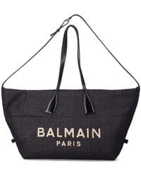 Balmain - Track Tote Raffia Medium - Lyst