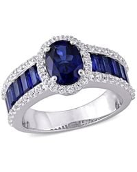 Amour - 4 3/4 Ct Tgw Created Sapphire And Created Sapphire Vintage Halo Ring - Lyst