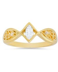 Kylie Harper - 14K Over Petite Vintage Marquise-Cut Cz Filigree Ring - Lyst