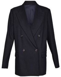 Brunello Cucinelli - Virgin Wool Pinstripe Blazer, Brand Size 50 (Us - Lyst