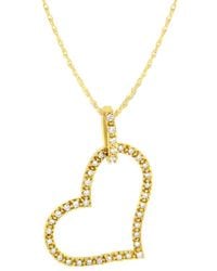 Haus of Brilliance - 10k Yellow Gold 1/4 Cttw Prong Set Round-cut Diamond Open Heart 18'' Pendant Necklace - Lyst