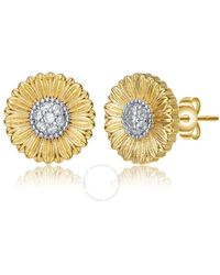 Rachel Glauber - 14k Gold Plated And Cubic Zirconia Floral Stud Earrings - Lyst