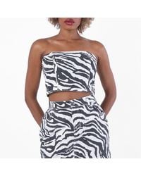 ROTATE BIRGER CHRISTENSEN - Zebra Printed Denim Top, Brand Size 38 Us - Lyst