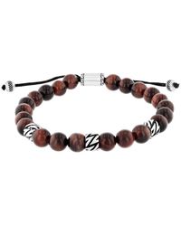 Robert Alton - Stainless Steel Tiger Eye And Onyx Bead Bolo Bracelet - Lyst