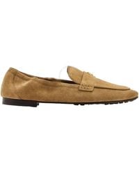 Tory Burch - Suede Double T Ballet Loafer - Lyst