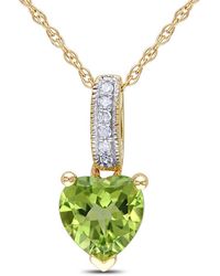 Amour - Heart Shaped Peridot Pendant And Chain With Diamonds - Lyst
