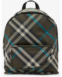 Burberry - Shield Checked Zipped Backpack - Lyst