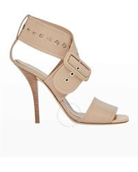 Burberry - Soft Fawn Buckle Strap Leather Stilettos Heels - Lyst