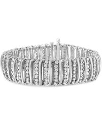 Haus of Brilliance - .925 Sterling Silver 8 1/2 Cttw Diamond 7 Row Chevron ''s'' Curved Link Tennis Bracelet - Lyst