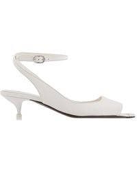 McQueen - New Ivory Leather Punk Ankle Strap Sandals, Brand Size 39 Us - Lyst
