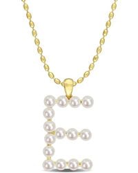 Amour - 3.5-4Mm Freshwater Cultured Pearl Initial Pendant With Chain - Lyst