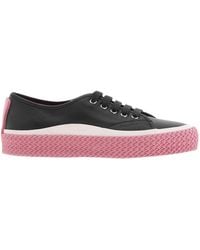 Ferragamo - Ferragamo Contrast Sole Leather Sneakers - Lyst
