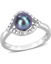 Amour - 7-7.5Mm Freshwater Cultured Pearl And Topaz Halo Ring - Lyst