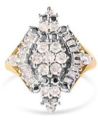 Haus of Brilliance - 10K 1 Cttw Round And Baguette Cut Diamond Cluster And Rhombus Halo Ring (H-I Color, I1-I2 Clarity) - Lyst