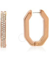 Swarovski - Dextera Rose-Tone Octagon Shape Hoop Earrings - Lyst