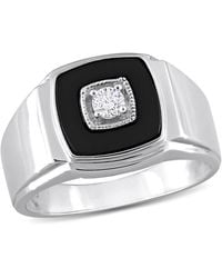 Amour - 2 1/3 Ct Tgw Square Onyx And 1/6 Ct Tw Diamond Ring - Lyst