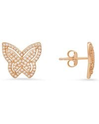 Kylie Harper - 14K Rose Over Pave Butterfly Cubic Zirconia Cz Stud Earrings - Lyst