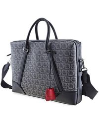Ferragamo Travel Gancini Print Single-gusset Satchel - Black