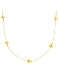 Tresorra - 14K Cross Station Necklace - Lyst