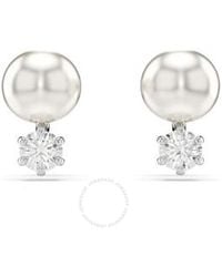 Swarovski - Matrix Pierced Earrings Studs Rhodium Shiny - Lyst