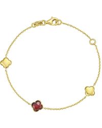 Kylie Harper - Ladies 14K Garnet Clover Gemstone Station Bracelet - Lyst