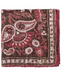 Brunello Cucinelli - Cigar And Raspberry Linen Silk Pocketsquare, One Size - Lyst