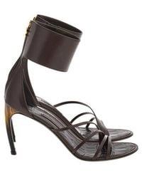 Ferragamo - Clethra Curve Heel Leather Sandals - Lyst
