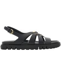 Ferragamo - Gancini Ornament Flat Sandals - Lyst