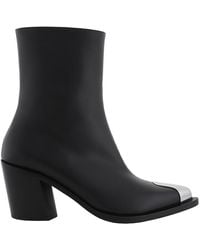 McQueen - Punk Leather Ankle Boots, Brand Size 35 Us - Lyst