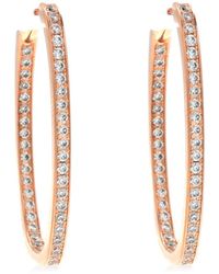 Apm Monaco - Rose Alloy Oval Long Pave Earrings - Lyst