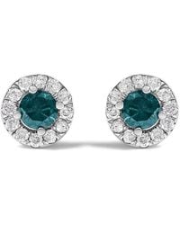 Haus of Brilliance - 925 Sterling 1/2 Cttw Diamond Halo Stud Earring - Lyst